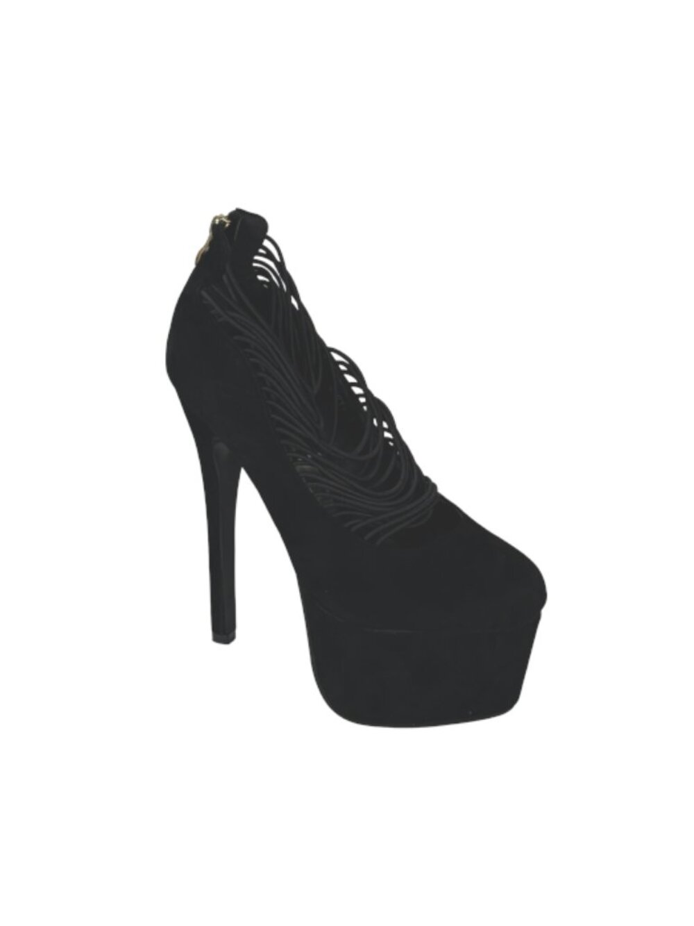 Pazzle Misty Women Black Su Platform Stiletto Heels Stretch Strap Pump